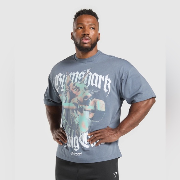 Gymshark Doberman graphic t-shirt in blue - Picture 3 of 3